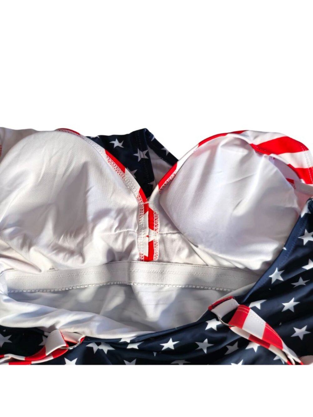 American Flag One-Piece Swimsuit M V Neck Ruched Adjustable 4th of July Lined - Picture 6 of 9